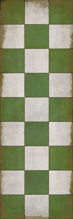 Vintage Vinyl Floorcloth Rug (Pattern 07 Check Please - Distressed)