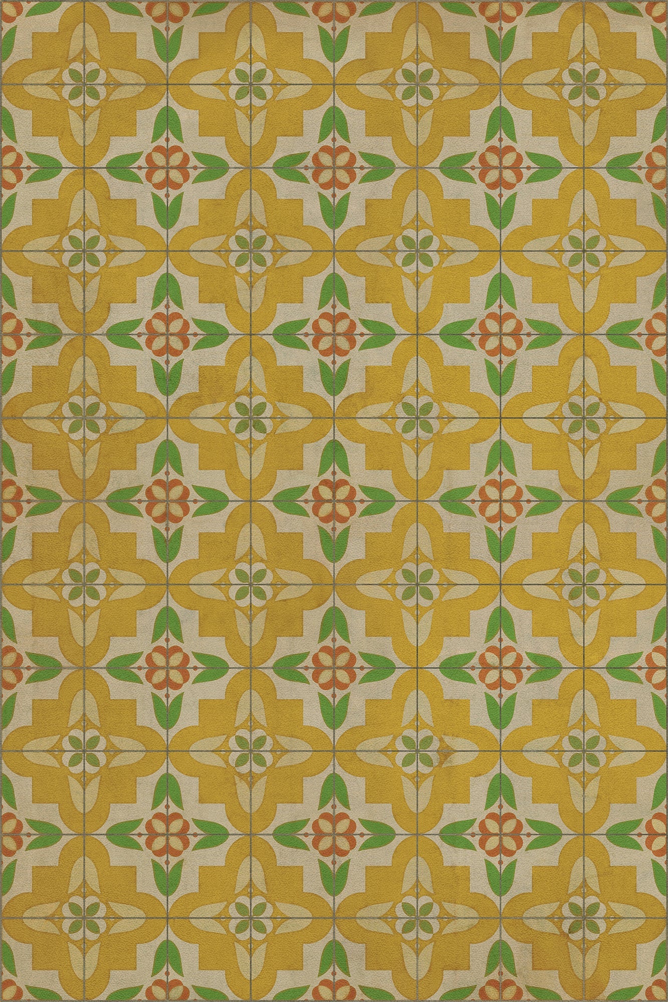 Vintage Vinyl Floorcloth Rug (Pattern 33 Bright And Early)