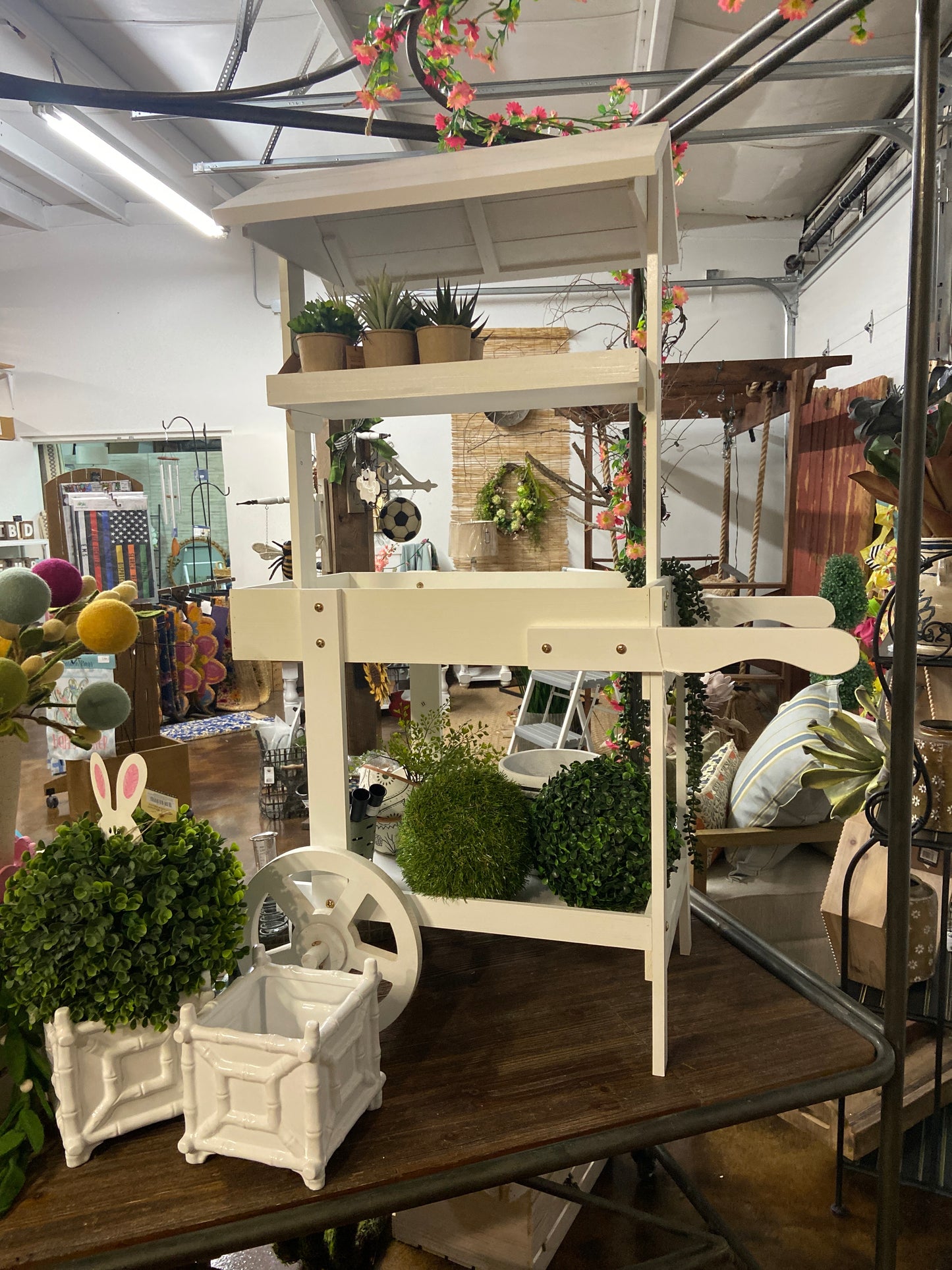 Country Market Flower Stand Raised Garden Bed - White