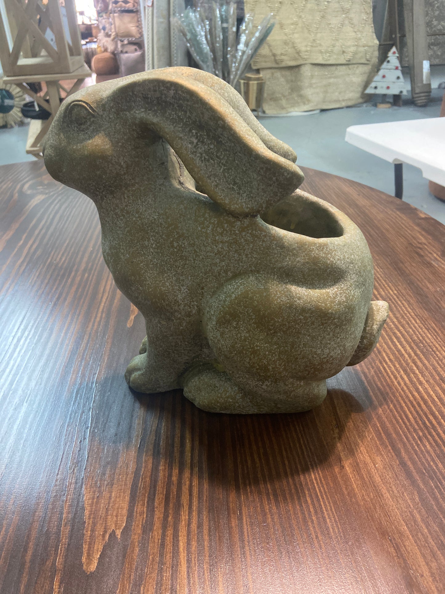 10.5 H Weather Cement Bunny Planter