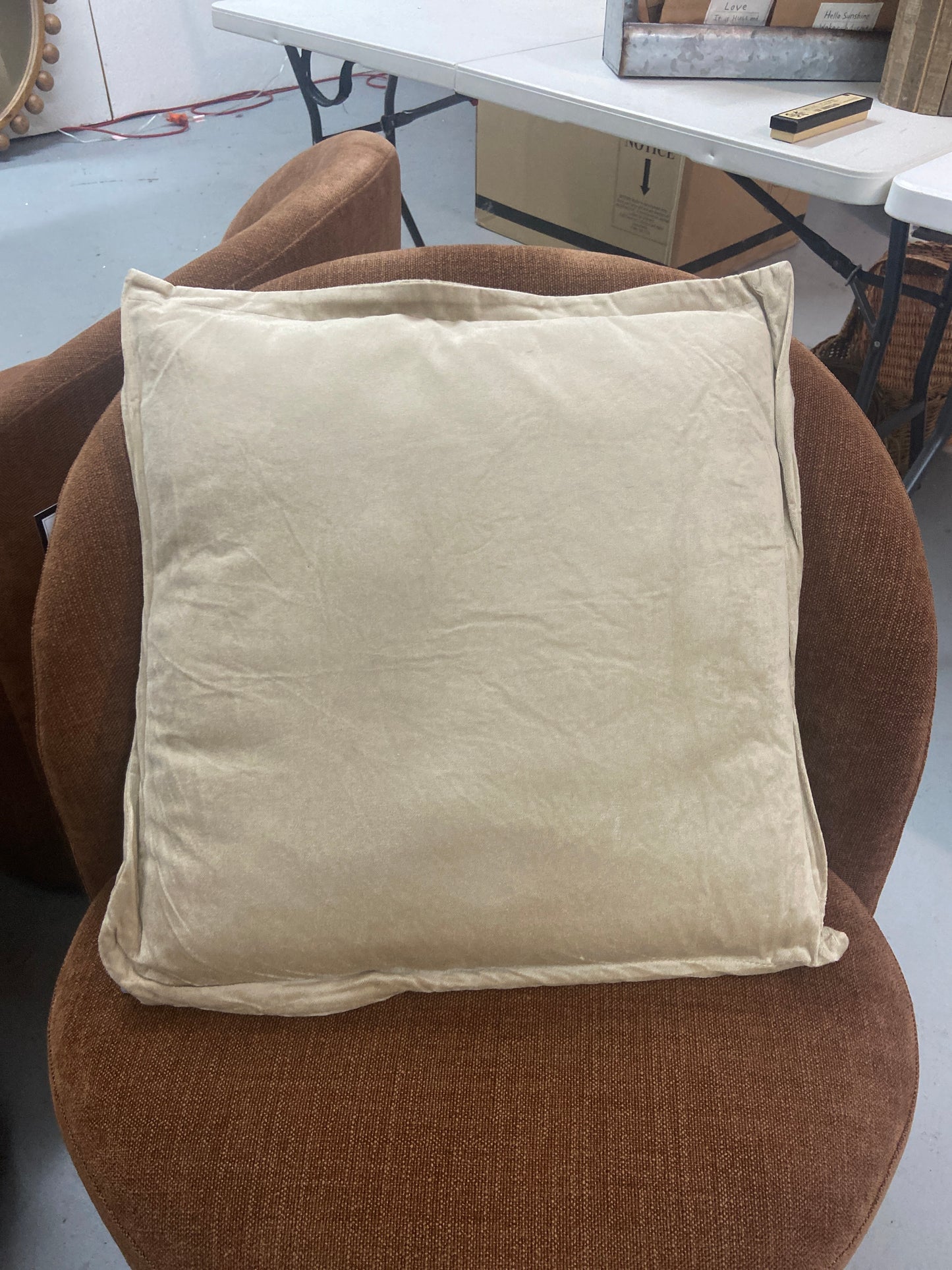 Beige Velvet Pillow 18 x 18