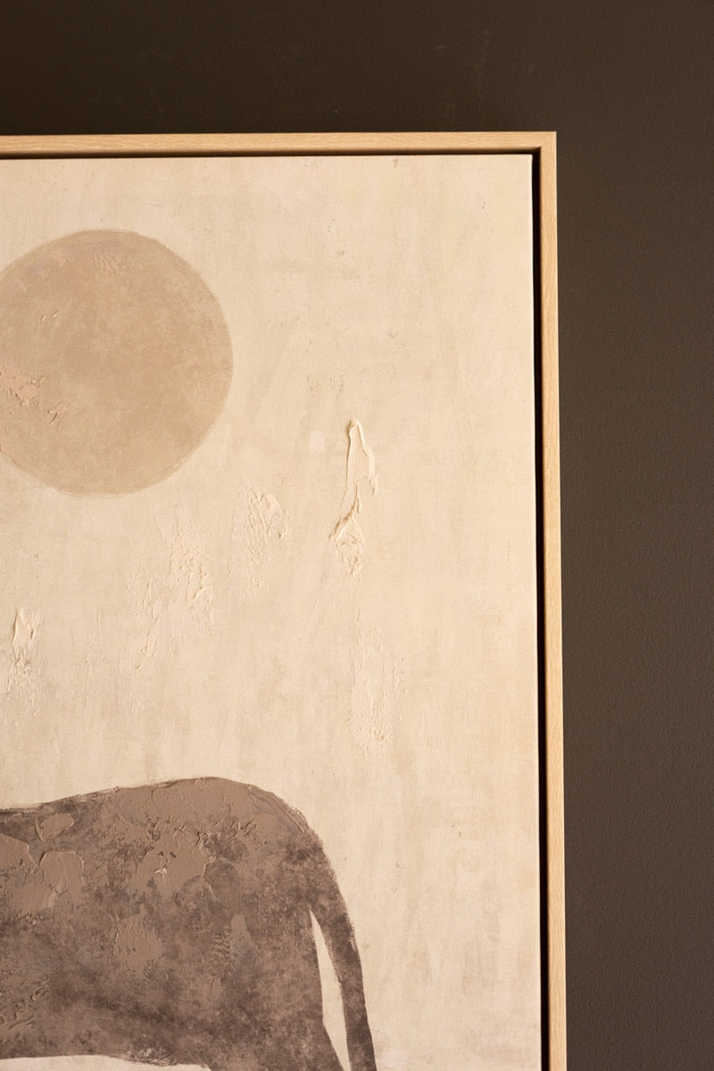 Framed Painting Two Horses with Sun