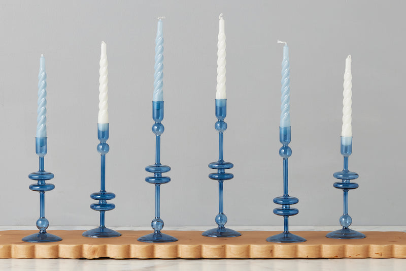 6 Glass Candlestick Medium Sapphire Blue (Copy) Underhill