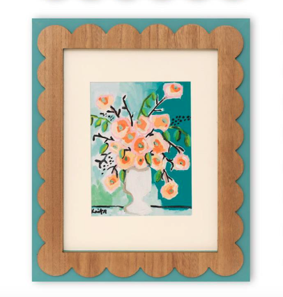 BACON - Framed Print Scalloped Edge with Flower