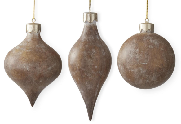 6 Brown Resin Faux Wood Ornament