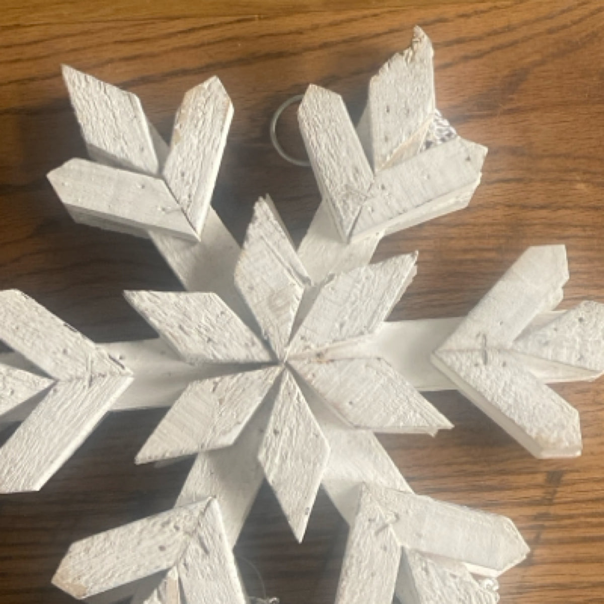 54688A - 11" Whitewashed Double Sided Wood Snowflake Arrow