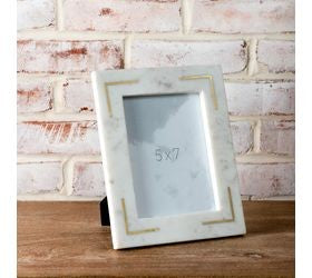 5"x7" Marble Frame with Brass Inlay