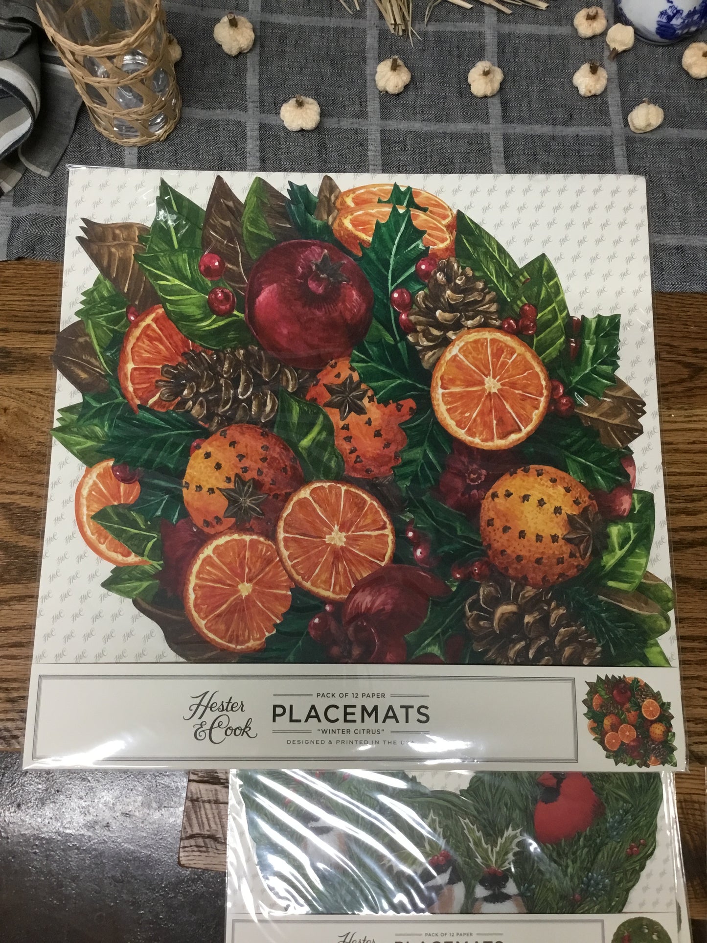 KP1275-HC Die Cut Winter Citrus Place Mat Set Of 12