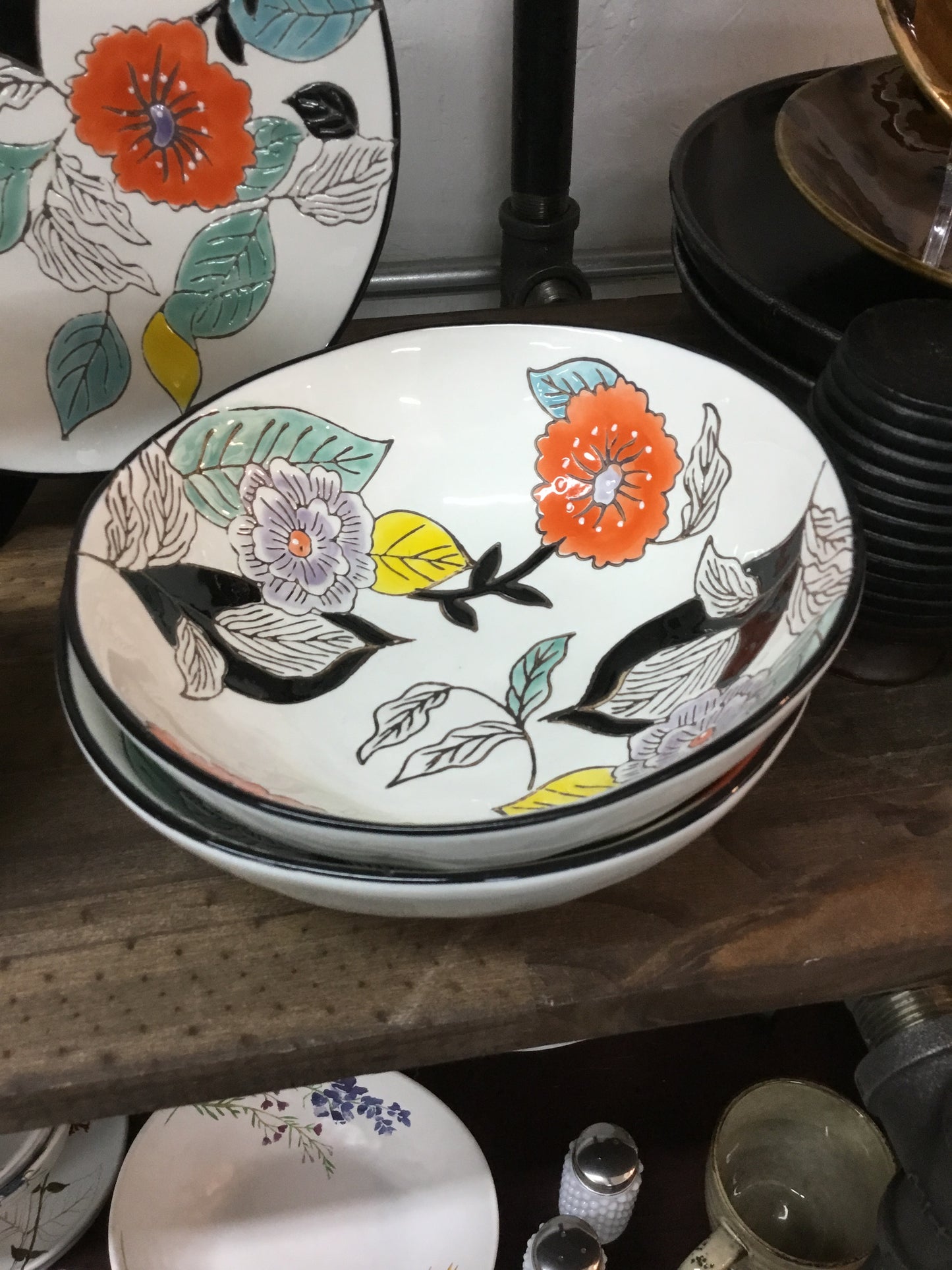 EAW30106 Poppy garden stoneware pasta bowl