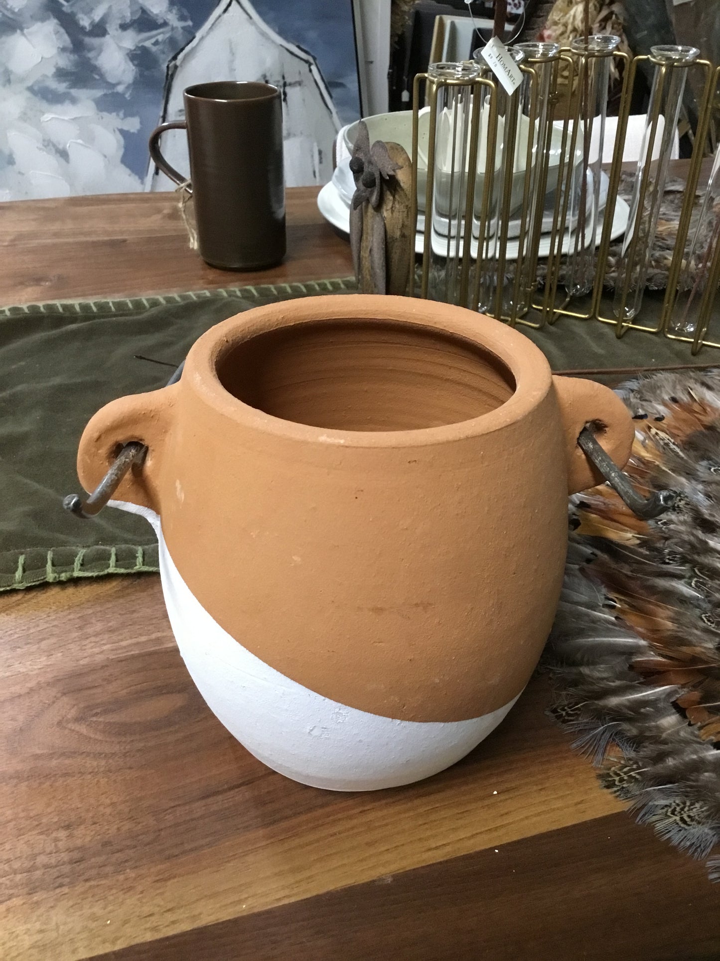 H3997-Kal Clay Wall Planter With Wire Hanger