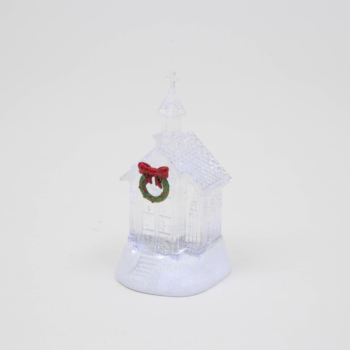 6 Gerson Christmas 5.7"H B/O Lighted Acrylic Water Globe Church
