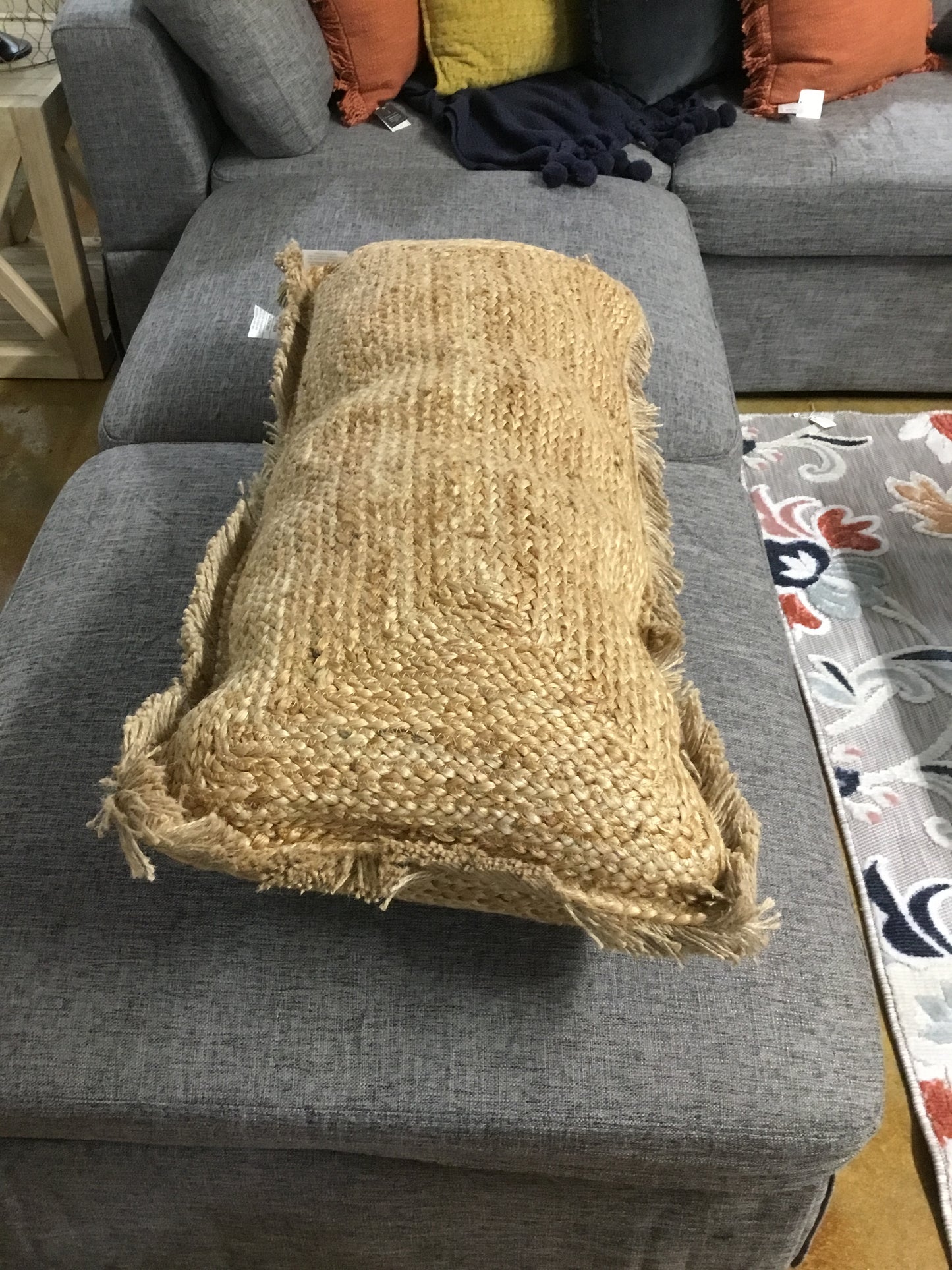 6 6988 jute fringe lumbar pillow