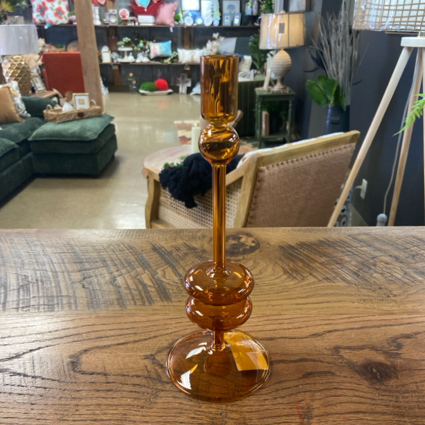 6 Glass candlestick medium amber