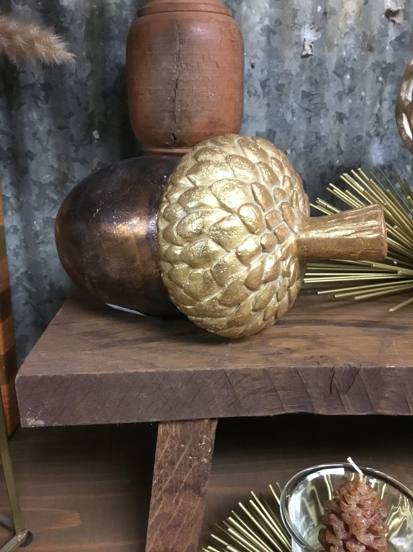 42195B-CC 7.25" Gold And Bronze Acorn
