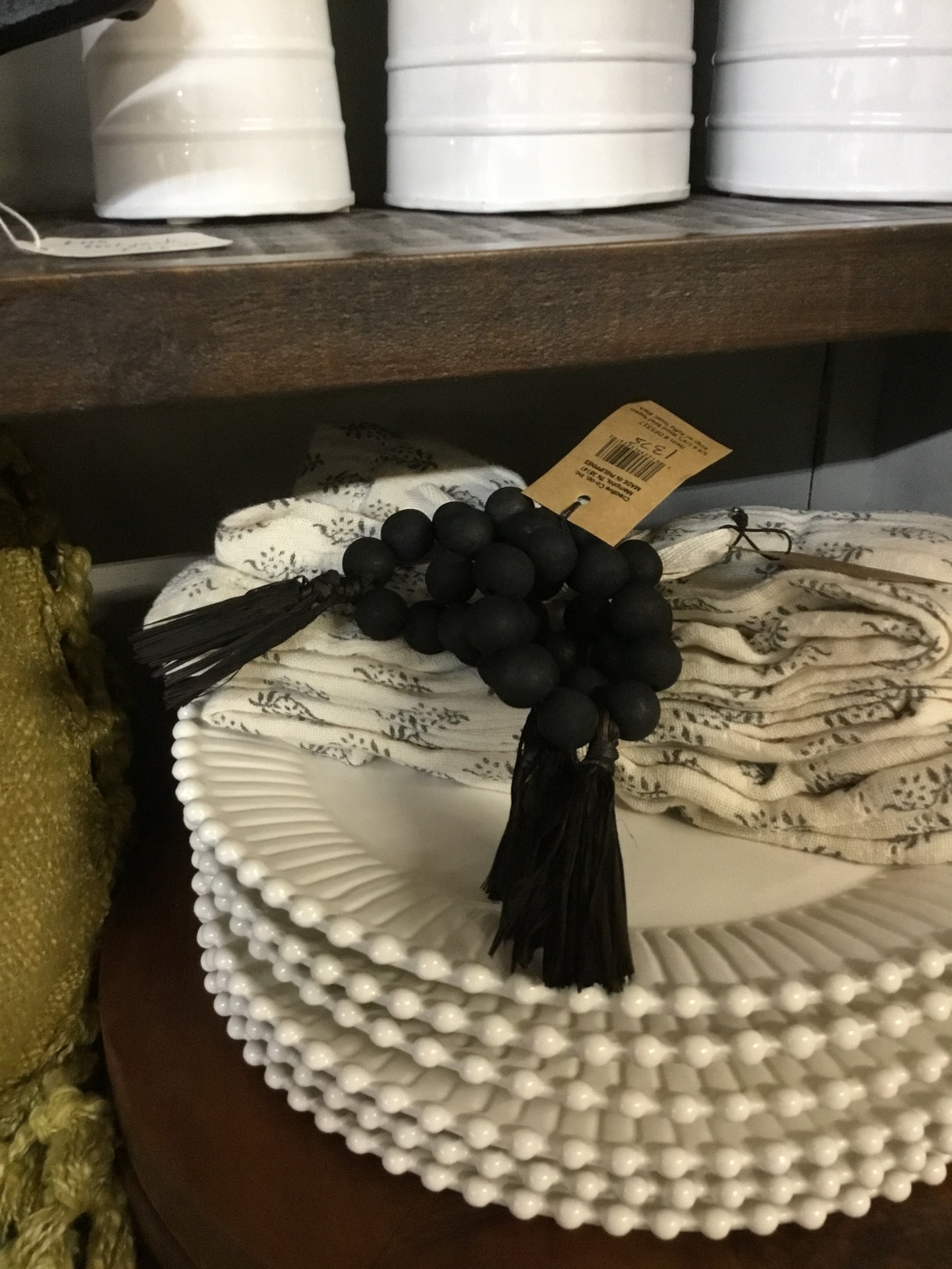 DF5317-CC Beaded Napkin Ring Set Of 4 Black