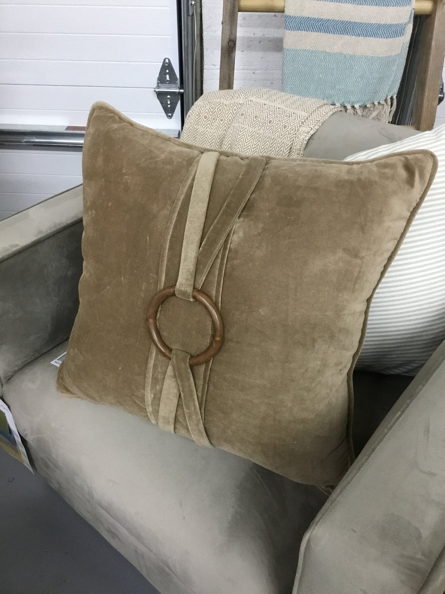 6 17683A-BR KK Square Brown Cotton Pillow w/ Bamboo