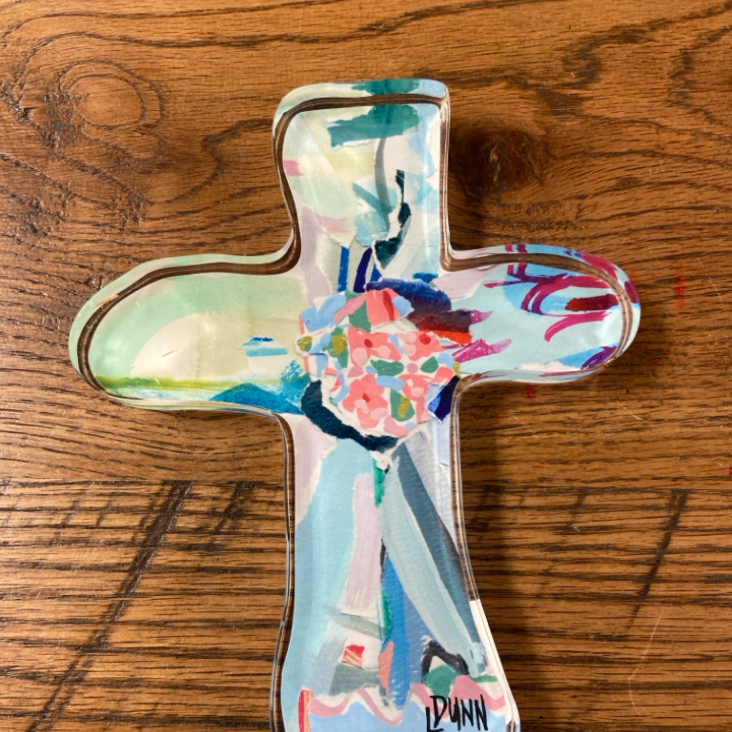 Blue everlasting love acrylic cross