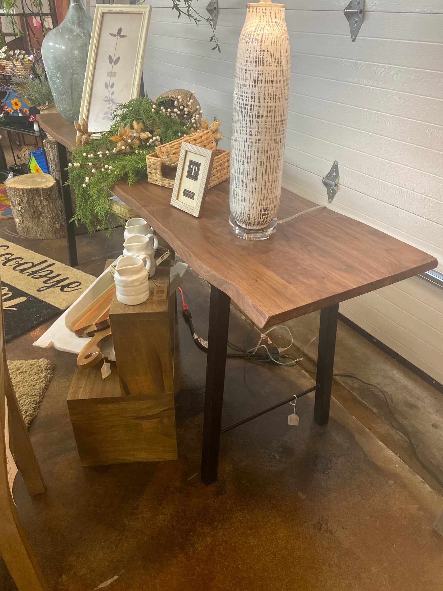 STLEWAL Live edge walnut sofa table