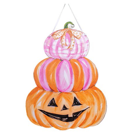 Pink Pumpkin Stack Door Hanger (25)