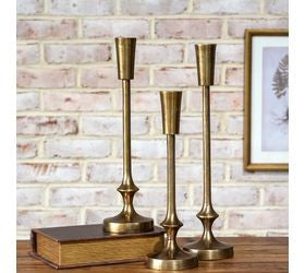 Gold finish candle pillar 3 sizes