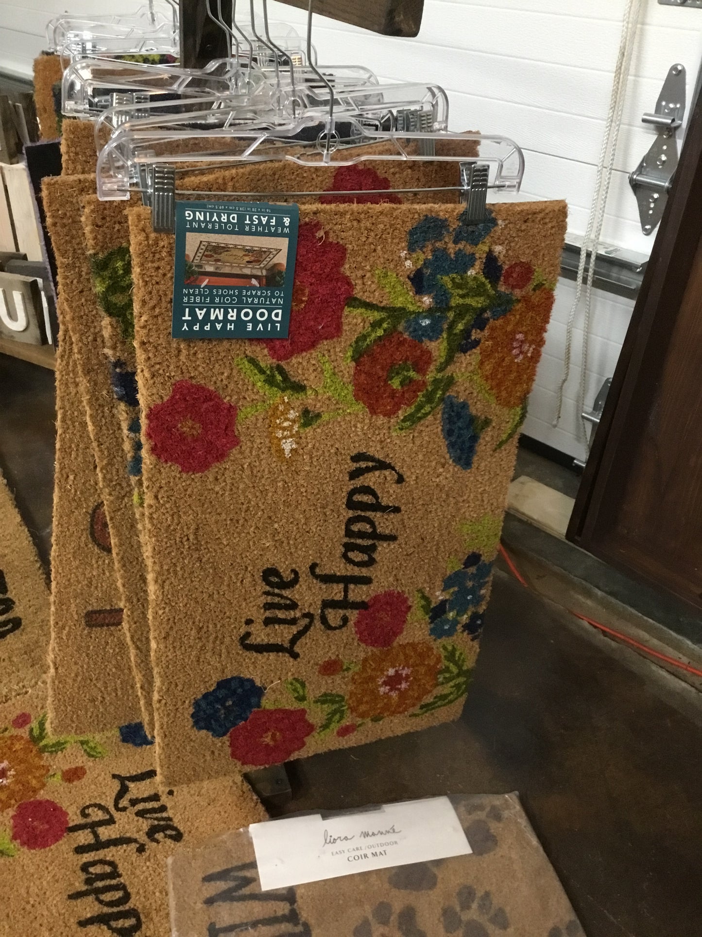 Z2Rm654-Fa Live Happy Floral Coir Mat