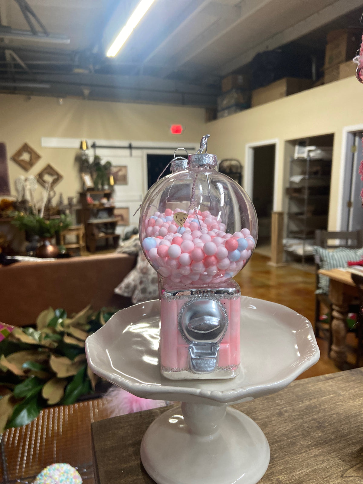6 Raz Imports Gumball Machine Ornament, 5-inch Diamter, Pink, Glass, Christmas