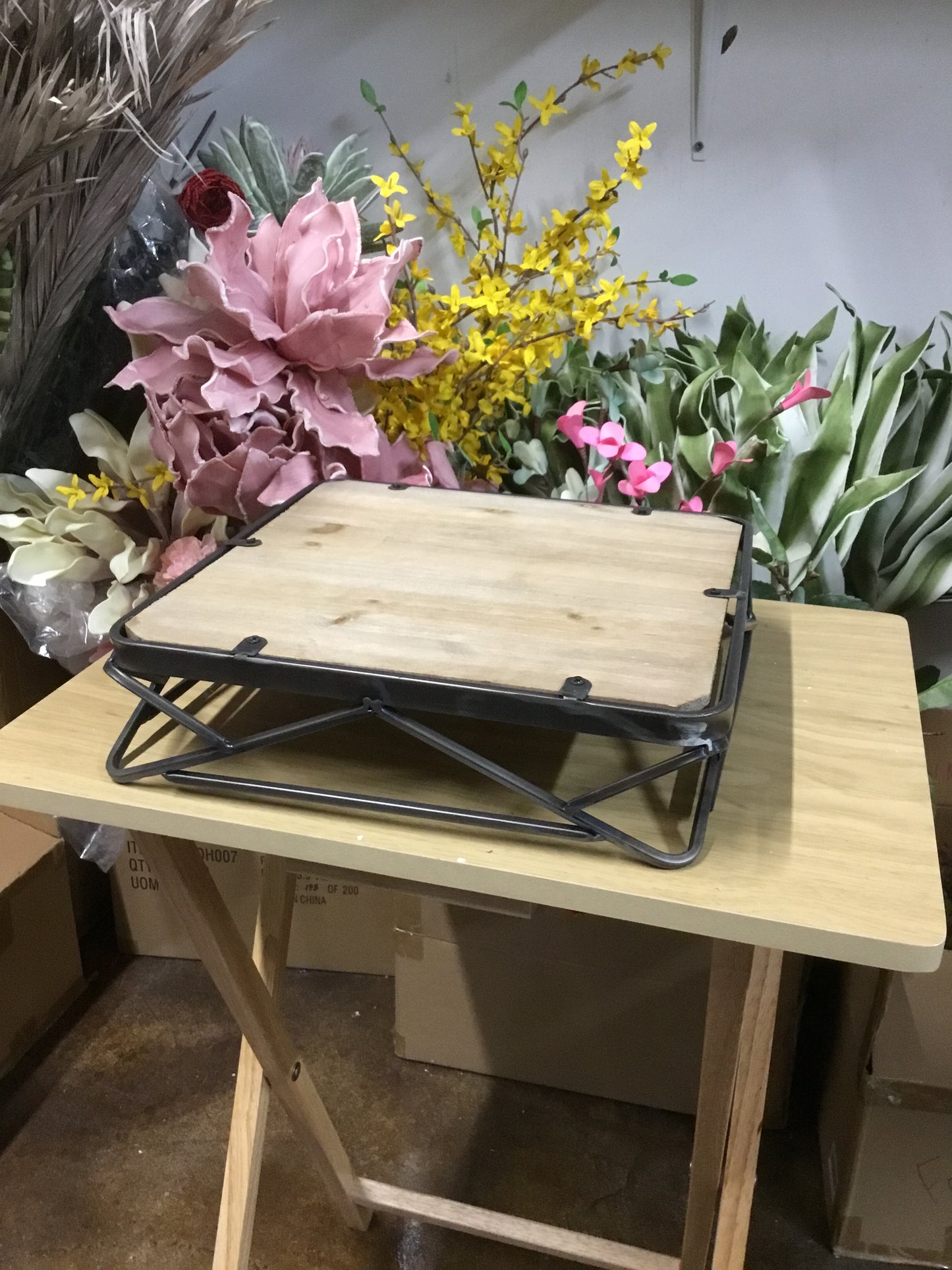 Hx08257-Pdh Square Modern Tray, Metal And Wood 3 Sizes
