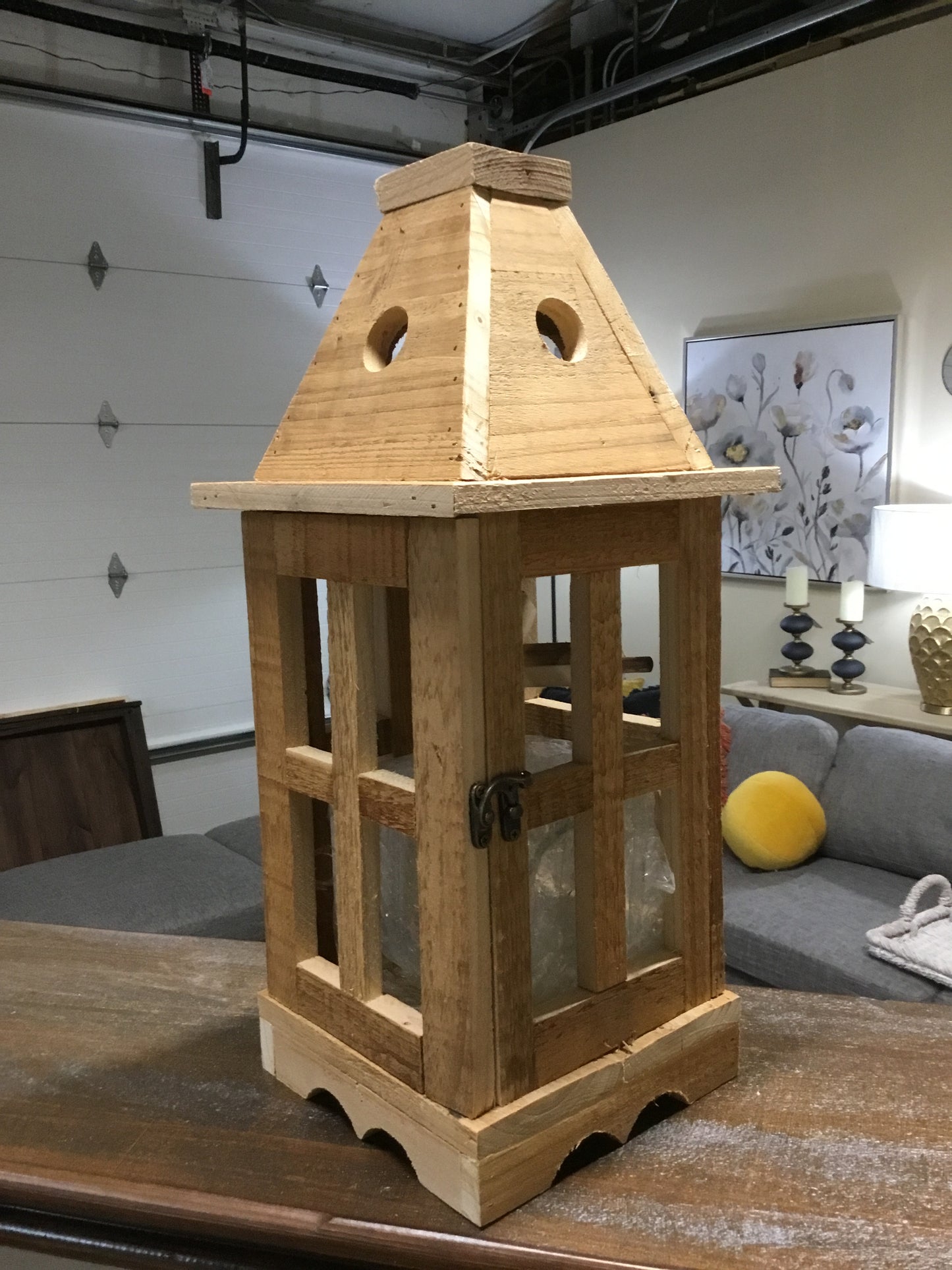 Cgra1029-Kal Recycled Wooden Lantern With Cross And Glass