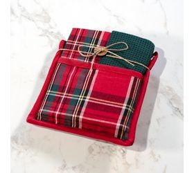 6 Tartan plaid potholder towel set