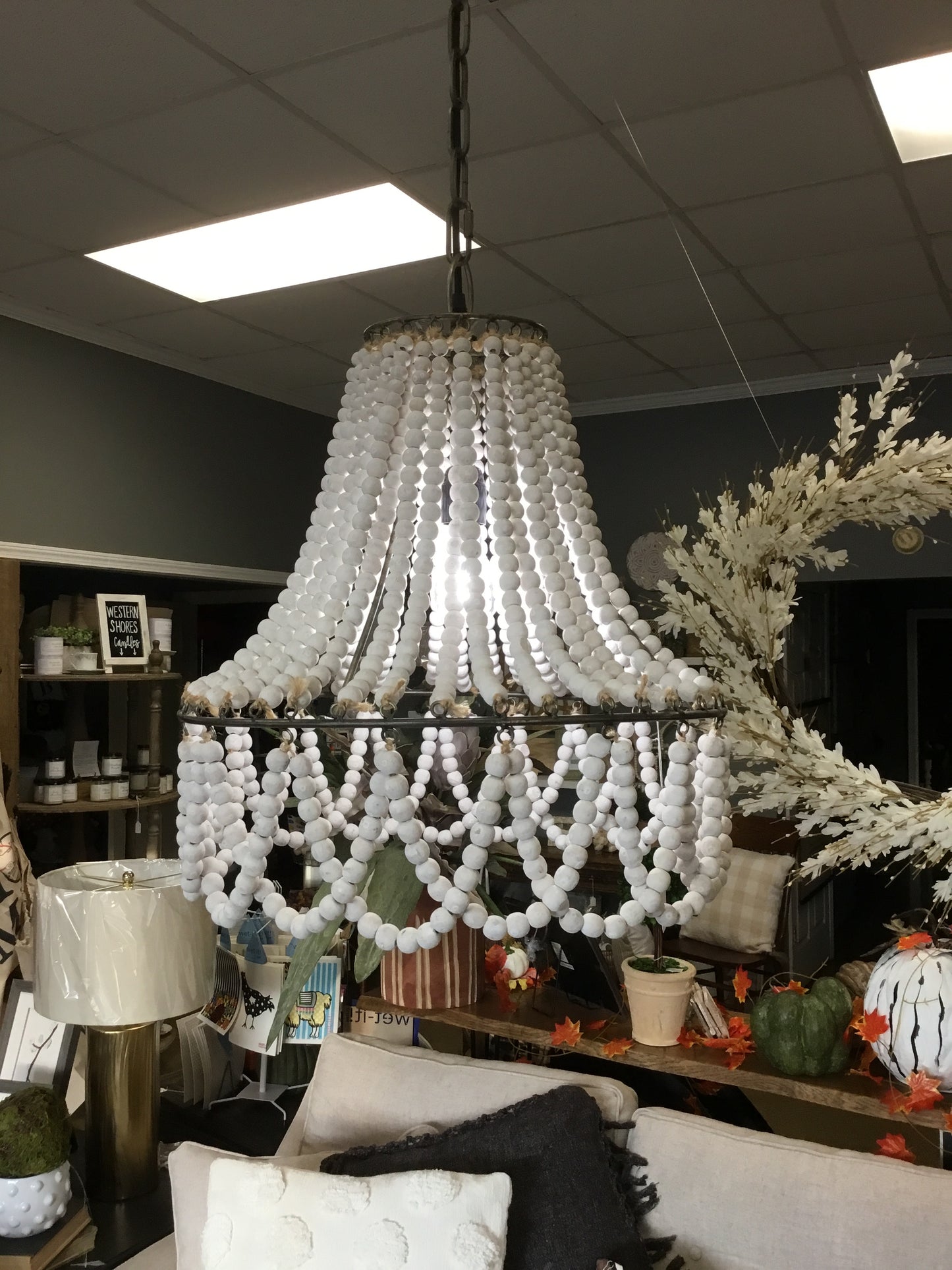 6 CLL2353-Kal Wood Beads Pendant Light, Over Dining Table