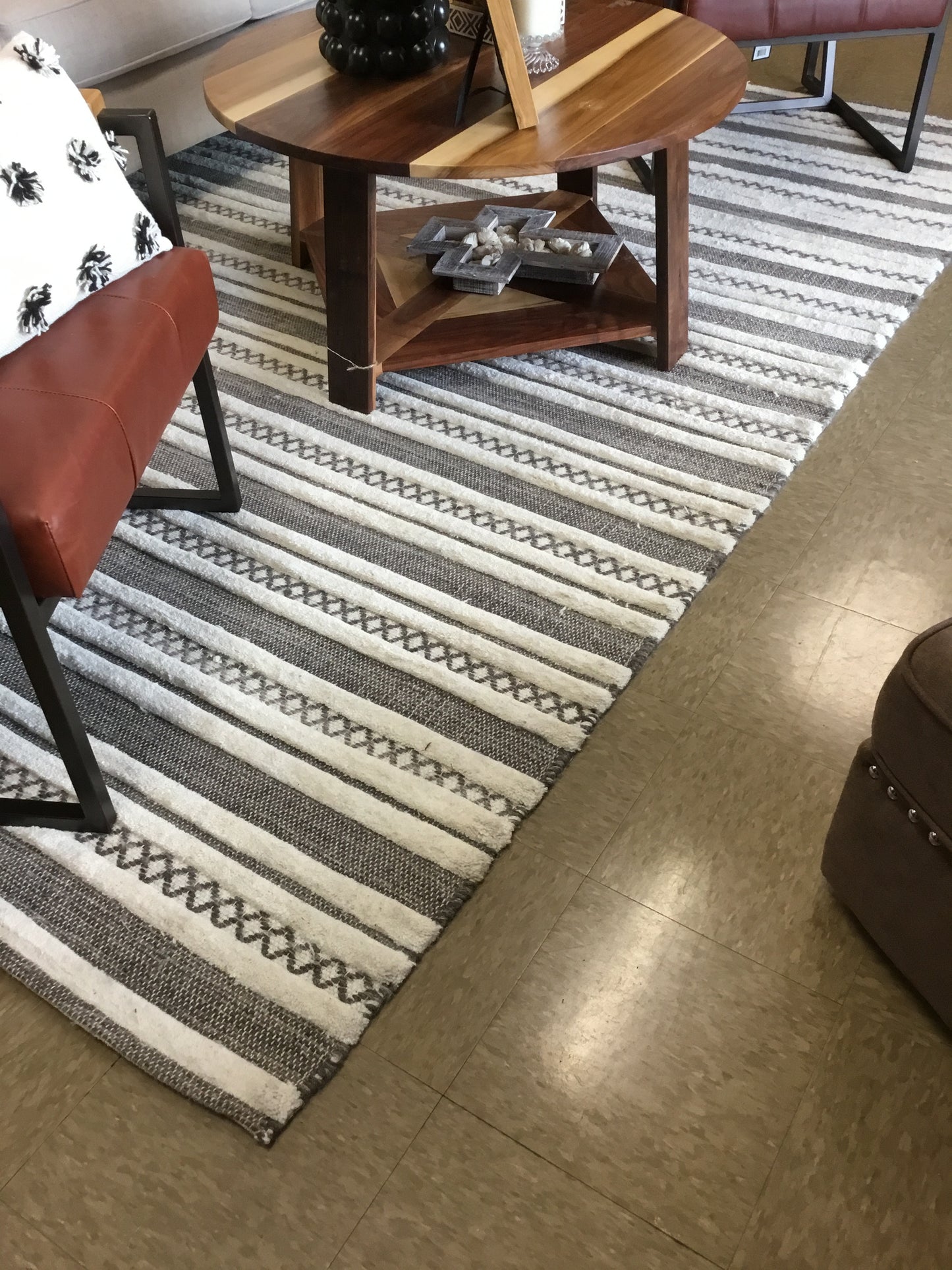 Ehf06166-Phc Textured Stripe Pattern Wool Rug 7'9" X 9'9"