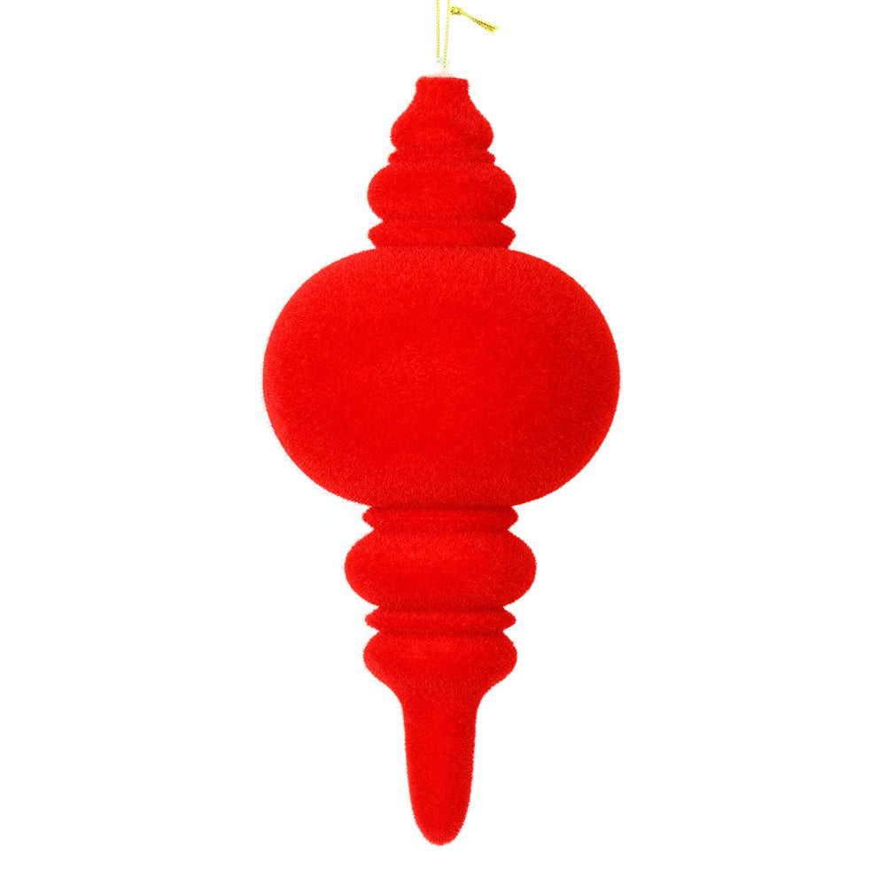 6 Red Flocked Finial Ornament