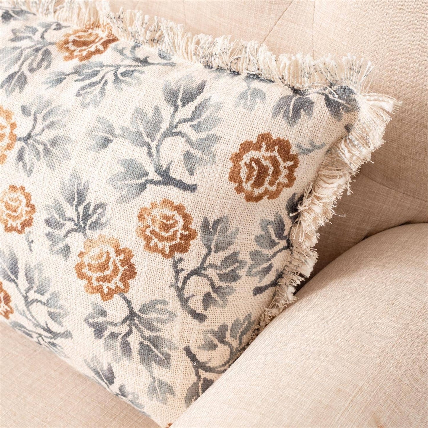 6 Lumbar Pillow - Blue Floral Motif (25)