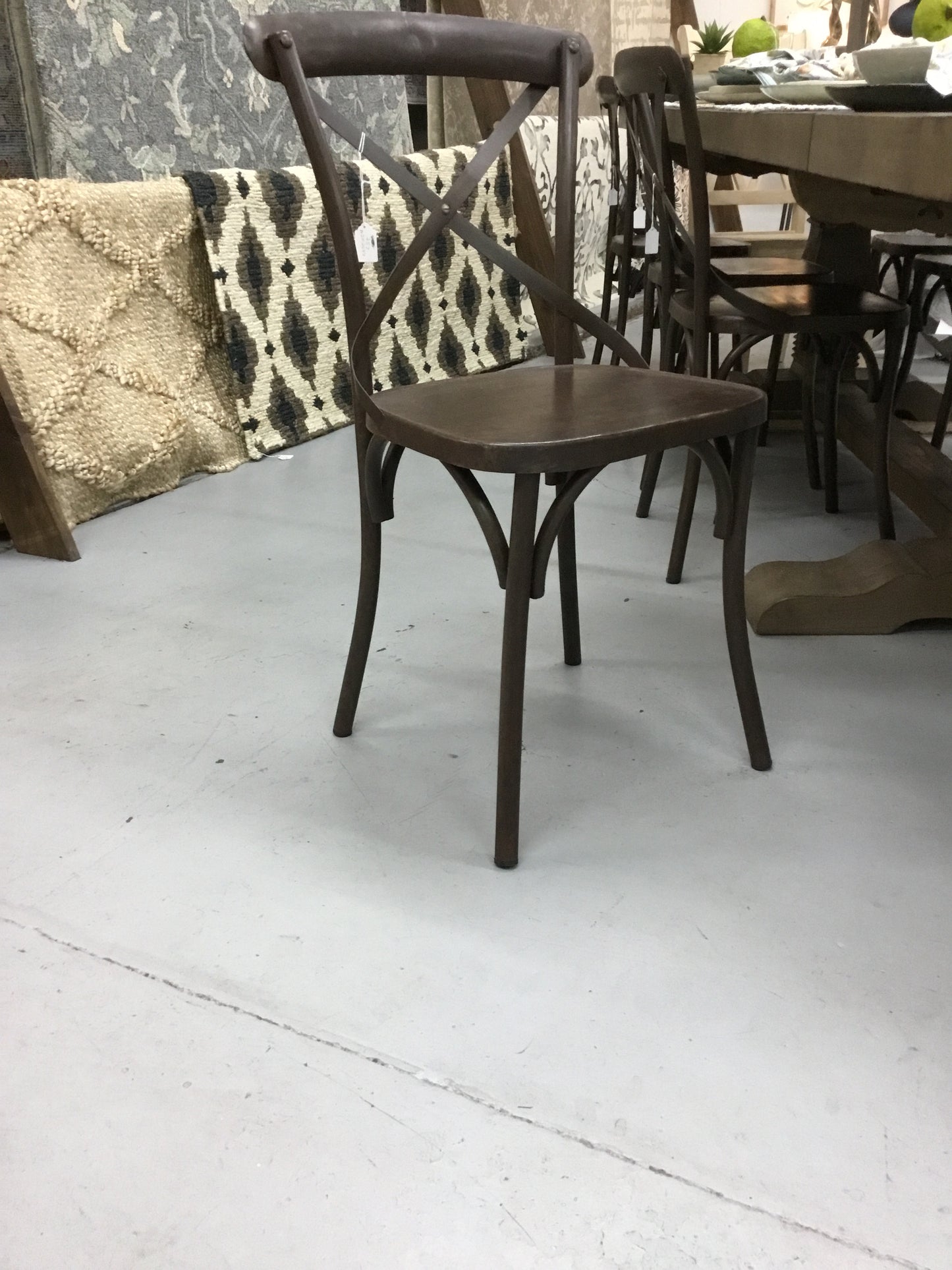 NJN2087-KAL Rustic Iron Cross Back Dining Chair