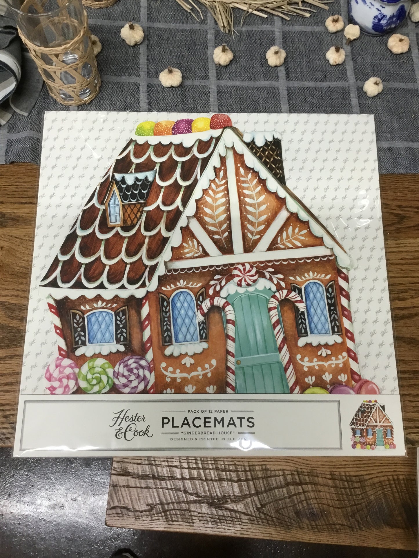 KP1189-HC Die Cut Ginger bread House Placemat Set Of 12