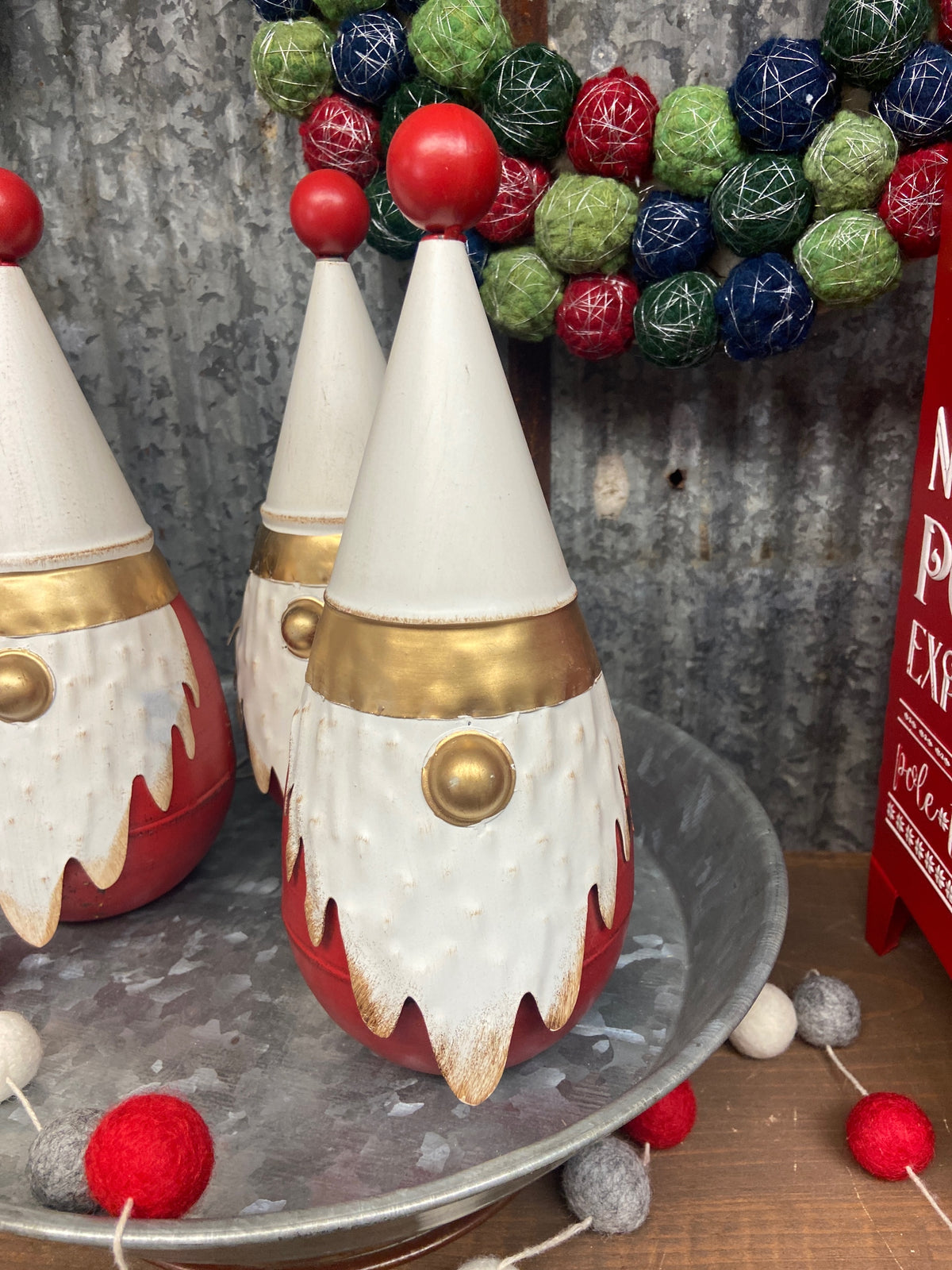 6 Metal Santa Gnome