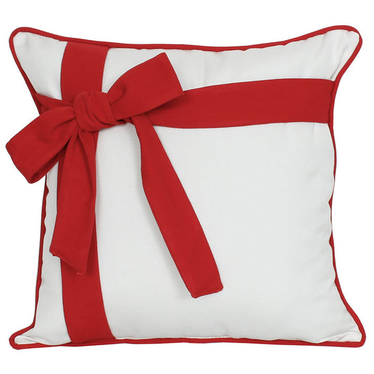Outdoor Pillow 16" Square with Red Bow