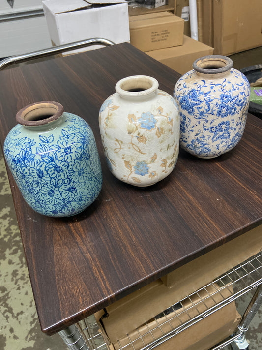 3 Asst. Print 6” H Vase