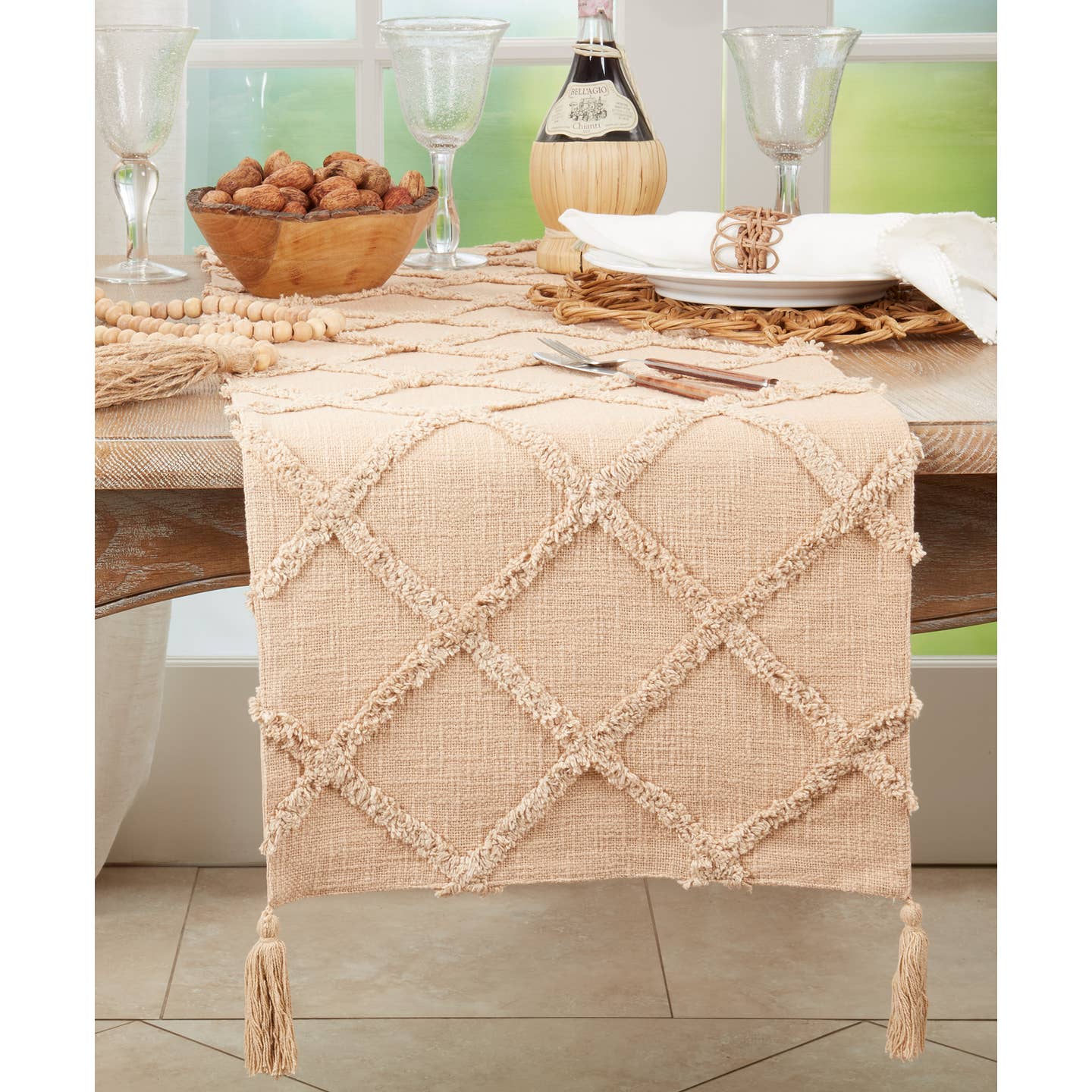 Diamond Tufted Table Runner