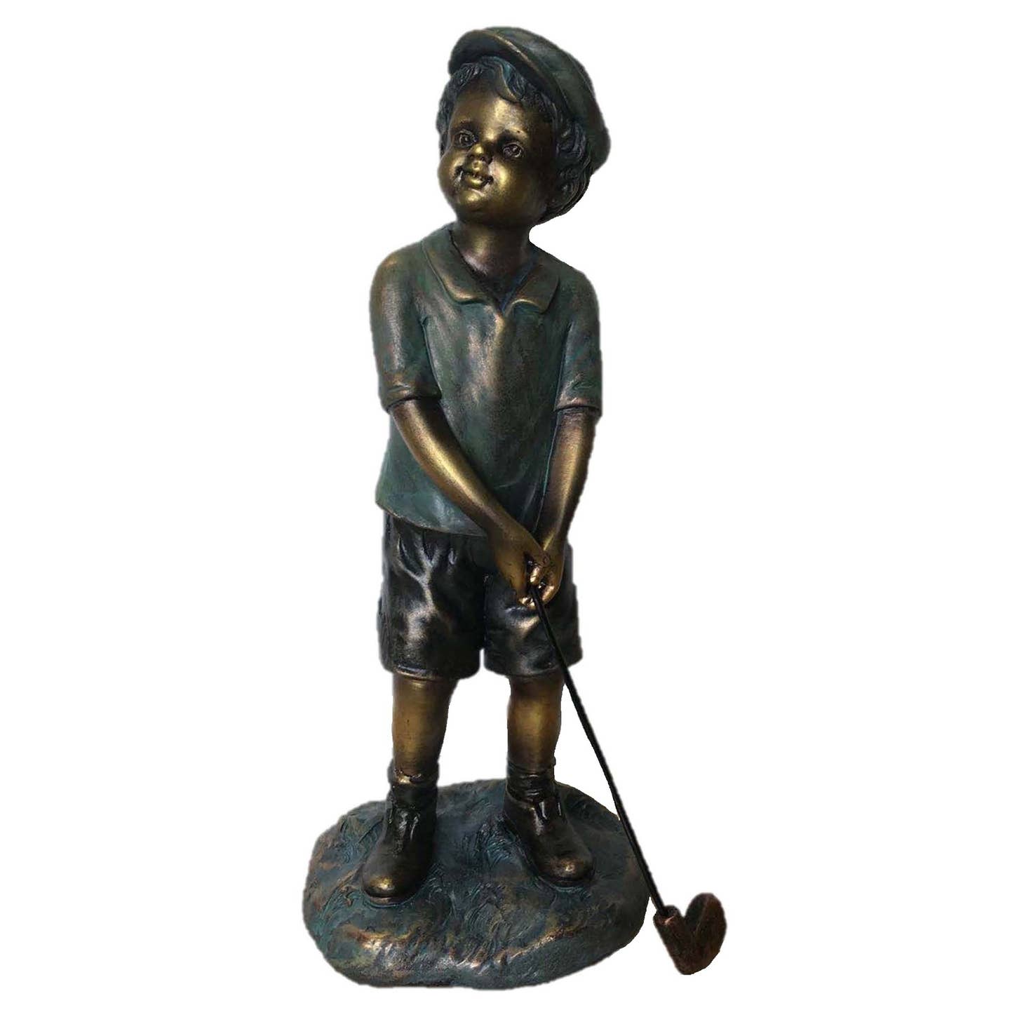 Boy Playing Golf Statue