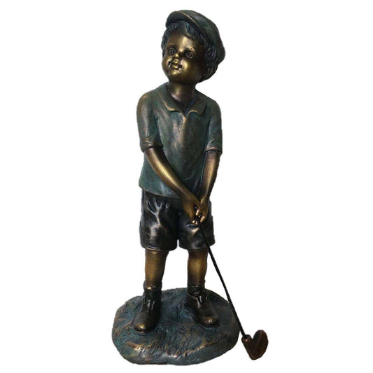 Boy Playing Golf Statue