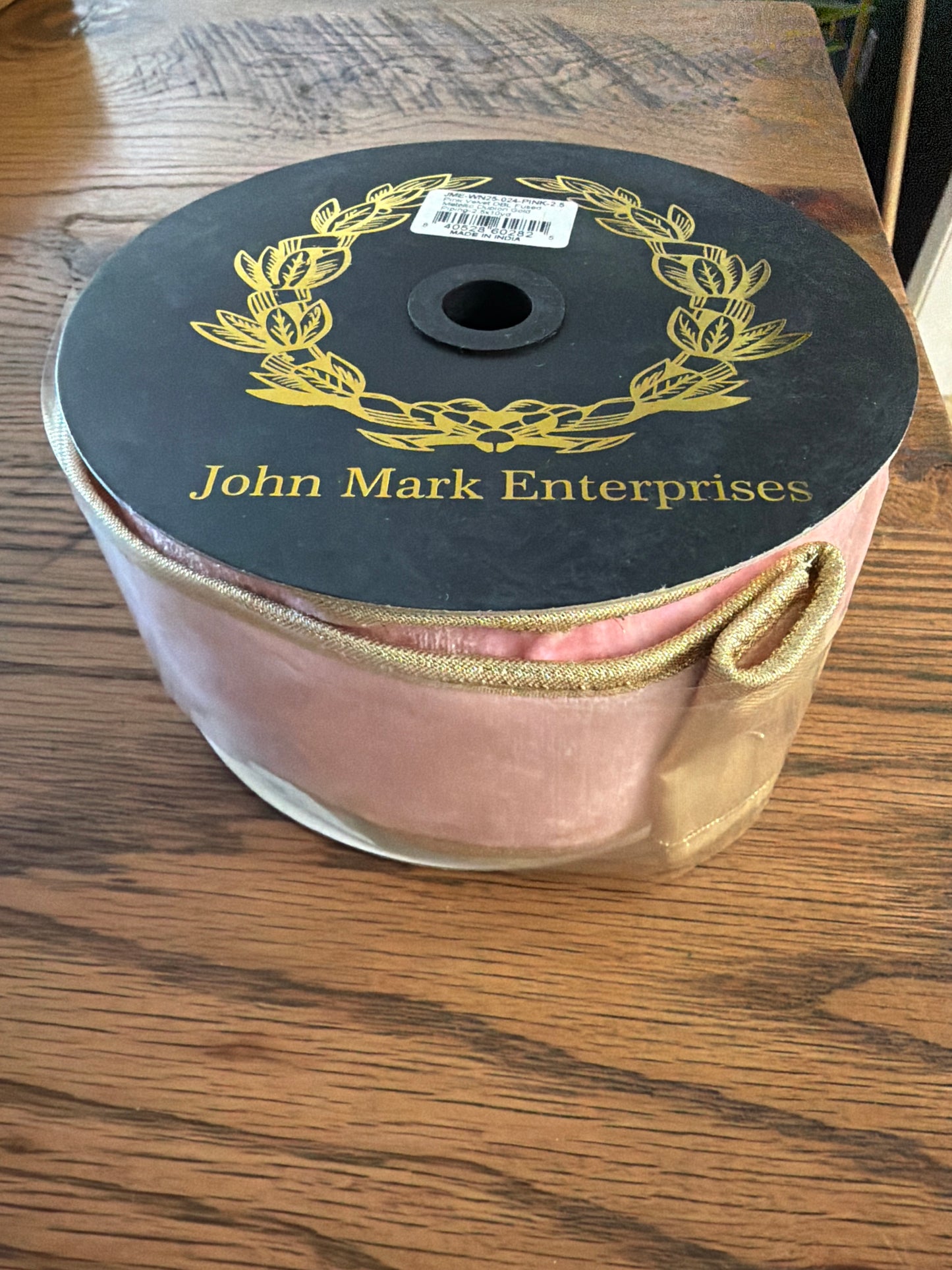 John Mark Pink Velvet Double Fused Metallic Dupion Gold Piping