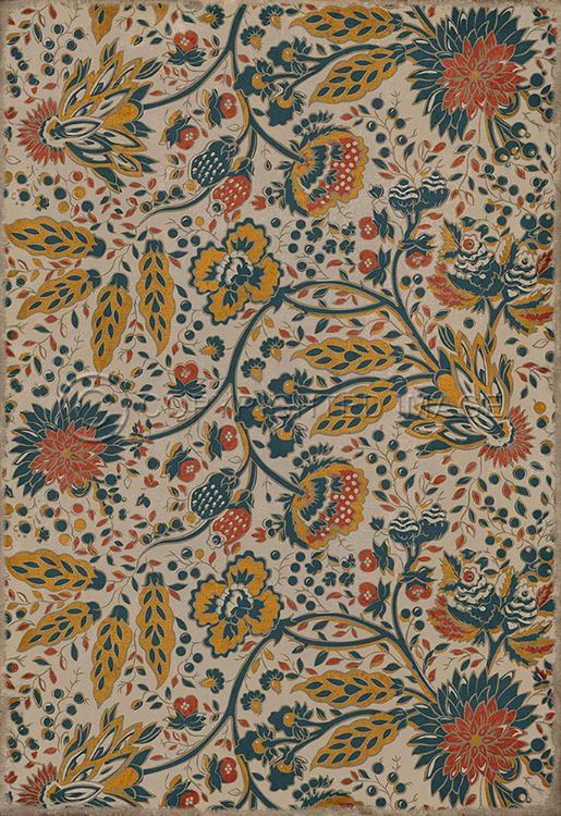 Vintage Vinyl Floorcloth Mats (Williamsburg - Garden Gate - The Owl And The Sparrow)     (25)