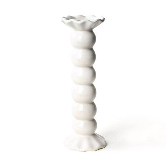 6 Signature White Large Ruffle Knobbed Candle Holder