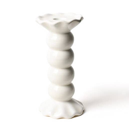 6 Signature White Medium Ruffle Knobbed Candle Holder