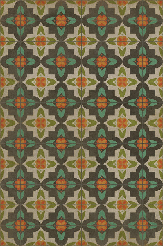 Vintage Vinyl Floorcloth Rug (Pattern 33 Anna's Garden)