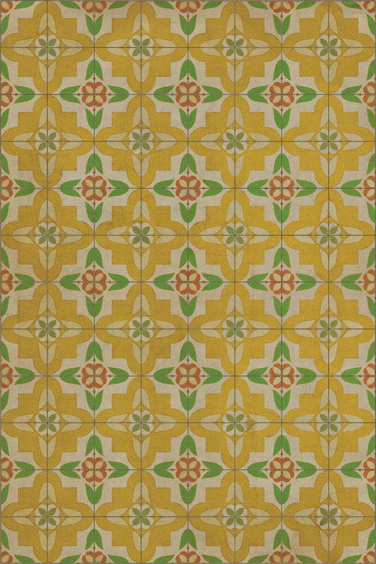 Vintage Vinyl Floorcloth Rug (Pattern 33 Bright And Early)