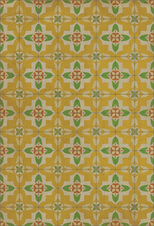 Vintage Vinyl Floorcloth Rug (Pattern 33 Bright And Early)