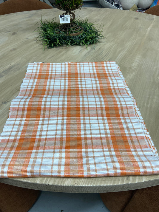 Table Runner Orange Brown Cream