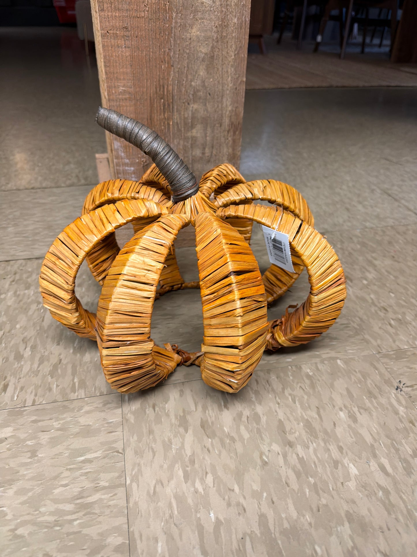 13.5" Water Grass Ribbed Pumpkin